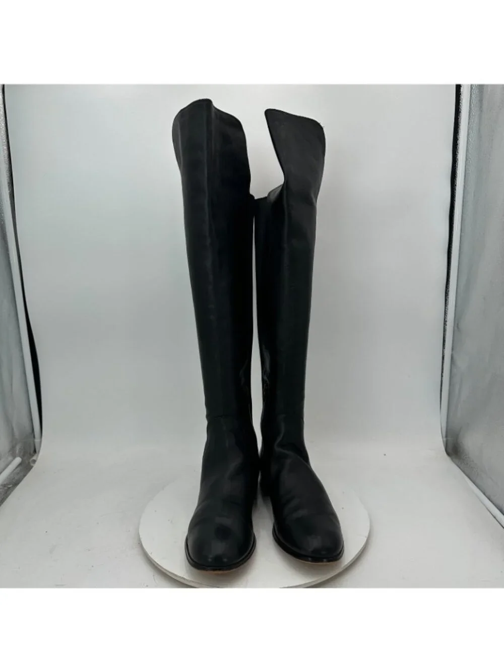 Corso Como Women Size 9M Black Leather Side Zip Over The Knee Riding Boot